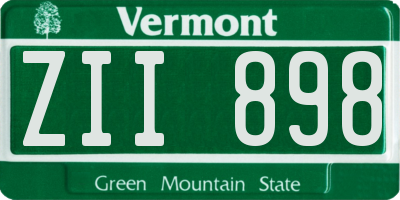 VT license plate ZII898