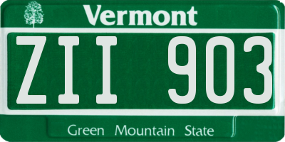 VT license plate ZII903