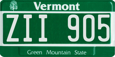 VT license plate ZII905