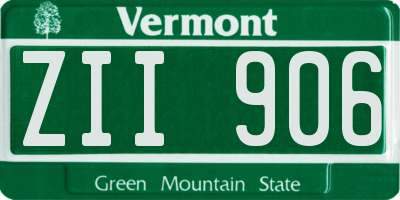 VT license plate ZII906