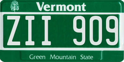 VT license plate ZII909