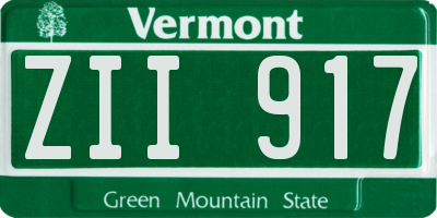 VT license plate ZII917
