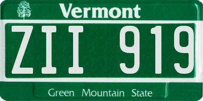 VT license plate ZII919