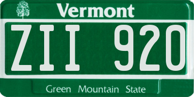 VT license plate ZII920