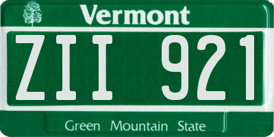VT license plate ZII921
