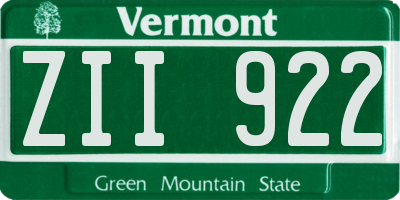 VT license plate ZII922