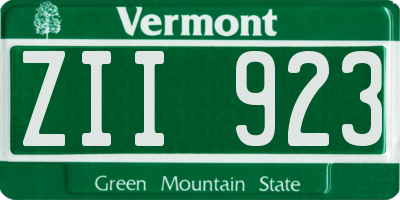 VT license plate ZII923