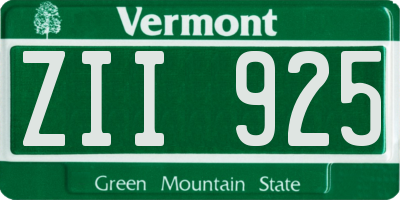 VT license plate ZII925