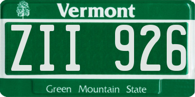 VT license plate ZII926