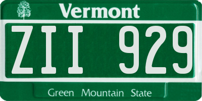 VT license plate ZII929