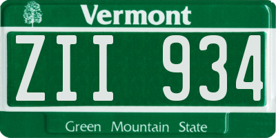 VT license plate ZII934