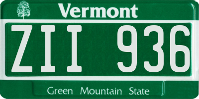 VT license plate ZII936