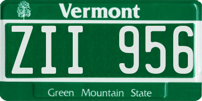 VT license plate ZII956