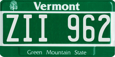VT license plate ZII962