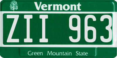 VT license plate ZII963