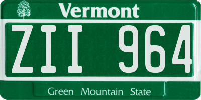 VT license plate ZII964