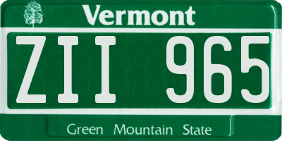 VT license plate ZII965