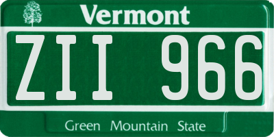 VT license plate ZII966