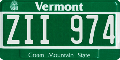 VT license plate ZII974