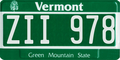 VT license plate ZII978