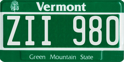 VT license plate ZII980