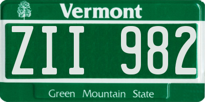 VT license plate ZII982