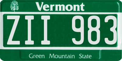 VT license plate ZII983