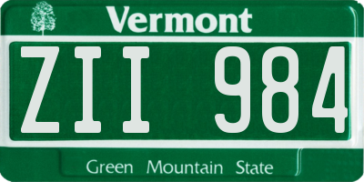 VT license plate ZII984