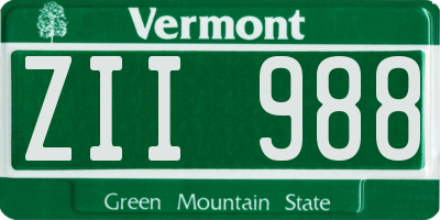 VT license plate ZII988