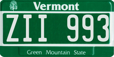 VT license plate ZII993