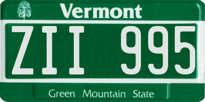 VT license plate ZII995
