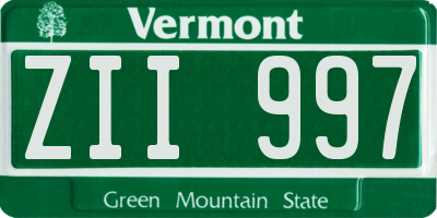 VT license plate ZII997