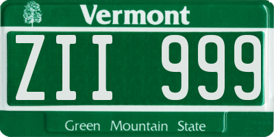 VT license plate ZII999
