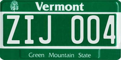 VT license plate ZIJ004