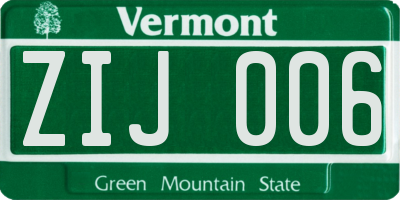 VT license plate ZIJ006