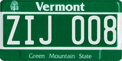 VT license plate ZIJ008