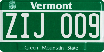 VT license plate ZIJ009