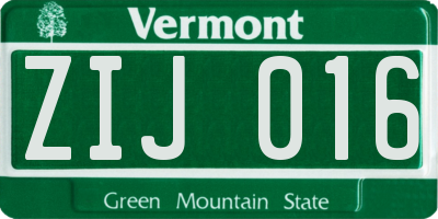 VT license plate ZIJ016