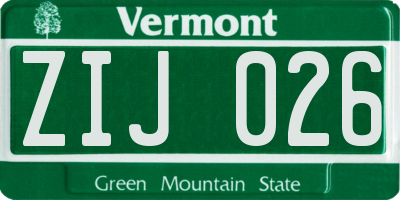 VT license plate ZIJ026