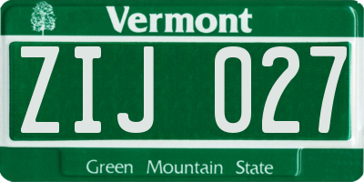 VT license plate ZIJ027