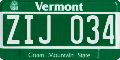 VT license plate ZIJ034