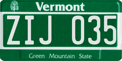 VT license plate ZIJ035