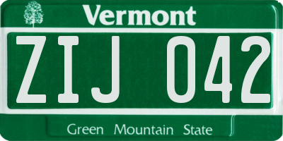 VT license plate ZIJ042