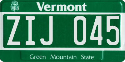 VT license plate ZIJ045
