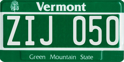 VT license plate ZIJ050