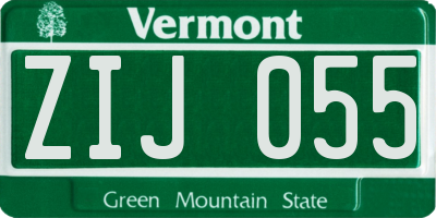 VT license plate ZIJ055