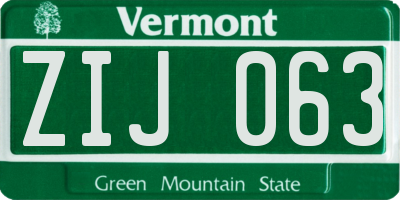 VT license plate ZIJ063