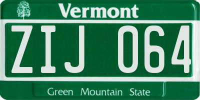 VT license plate ZIJ064