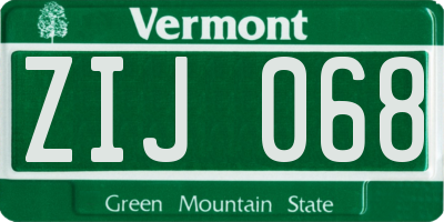 VT license plate ZIJ068