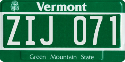 VT license plate ZIJ071